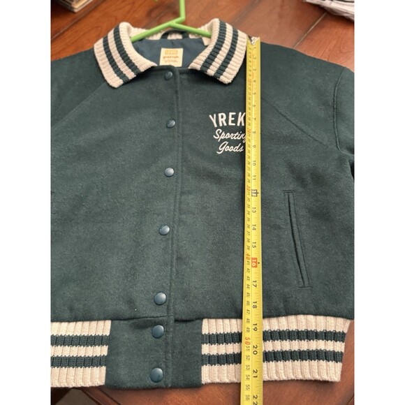 Levi’s Gold Tab Shrunken Varsity Jacket Women’s‎ Size M Wool Cropped Green Warm - Picture 11 of 11
